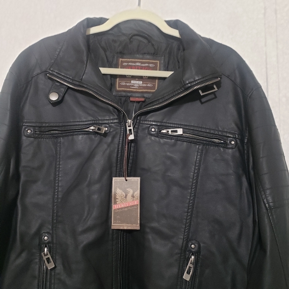NEW HERITAGE Men's Black FAUX Leather Jacket....SIZE:L - Picture 3 of 12
